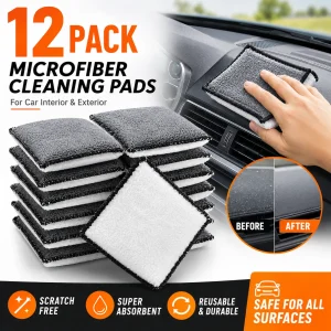 12x Auto Detailing Sponge Pad Dual-Side Microfiber Scrub for Leather Vinyl Dash
